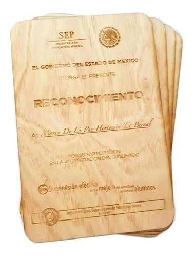 7 Reconocimientos, Diploma Grabado Láser En Madera 20x20cm