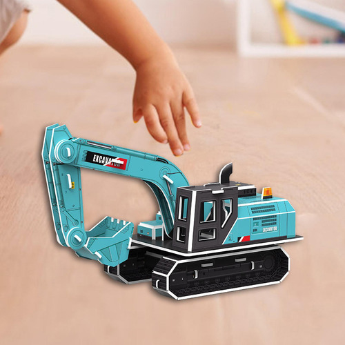 2 Rompecabezas De Construcción 3d De Papel 3d, Excavadora S