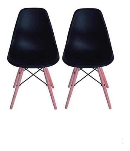 Set 2 Sillas Tipo Eames De Comedor Modernas Colores Color Del Asiento Negro