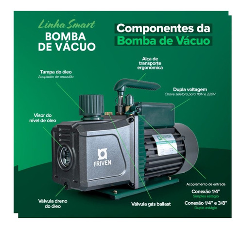 Bomba De Vacuo Smart 6 Cfm/duplo Estagio/bivolt - Friven 48