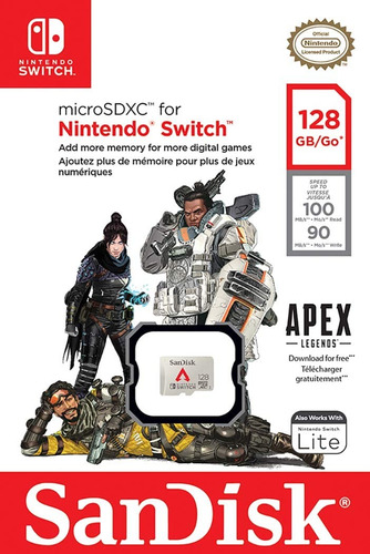 Imagen 4 de 6 de Tarjeta De Memoria Sandisk 128 Gb Micro Sd Nintendo Switch Apex