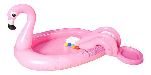 Piscina inflável de design de flamingo rosa com escorregador