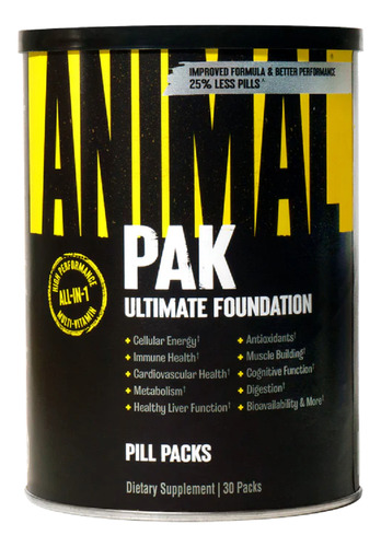 Suplemento en comprimidos Universal Nutrition  Animal Pak Animal training Pak vitaminas en lata 30 un