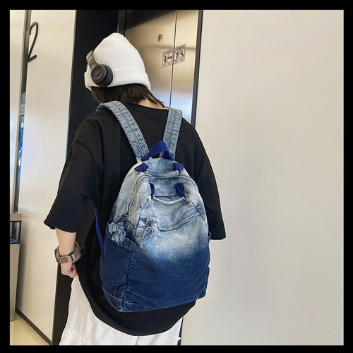Mochila De Lona De Mezclilla Mochila Escolar For Hombres Y