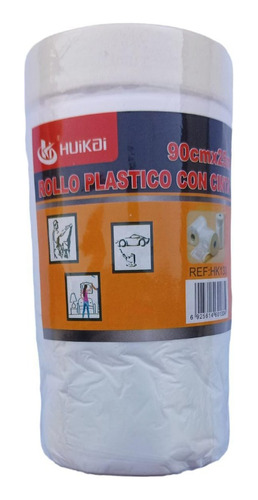 Plástico Protector Con Cinta Adhesiva 90cmx25m Cubretodo 