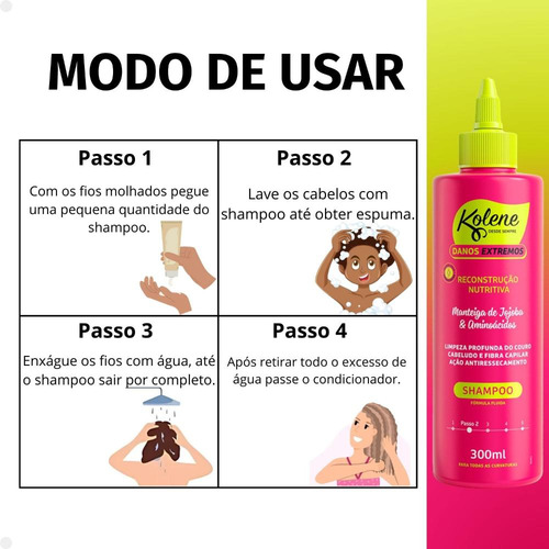 Kolene Shampoo Danos Extremos Reconstrução Nutritiva 300ml