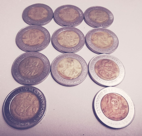 Colección Monedas De 5 Pesos Independencia (11 Monedas) (Usado)