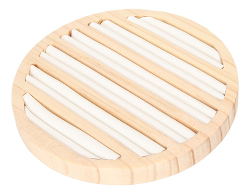 Bandeja Redonda Para Pendientes, 6 Ranuras, De Madera Maciza