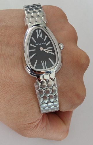 Reloj Bnlgr Mod. Serpentie Seduttorie Dama Correa Plata Bisel Plata Caratula Negra (Usado)