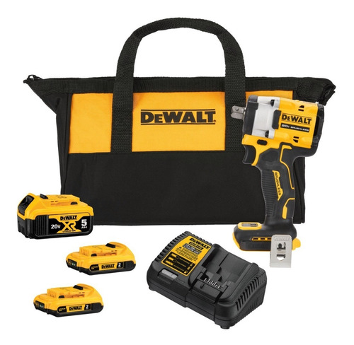 Chave de Impacto 1/2" Dewalt, Modelo DCF922D2, Compacta Sem Fio com Bolsa Dewalt, Ferramenta Profissional com 4 Velocidades, 2 Baterias 20 V, 1 Carregador, Bivolt