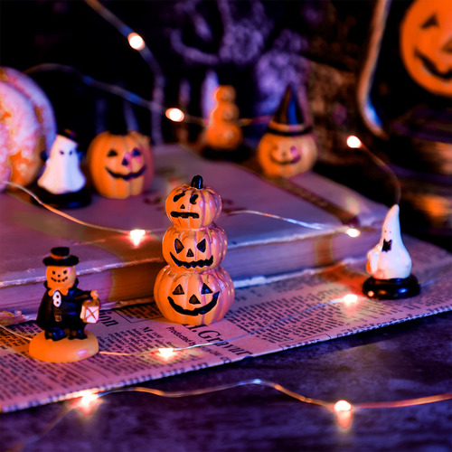 7 Piezas De Figuras De Calabaza En Miniatura De Halloween,