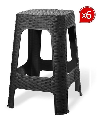 Imagen 3 de 8 de Banqueta Banquito Apilable Símil Ratan Plástico X6 Babymovil