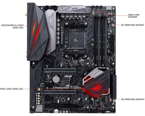 Tarjeta Madre Asus Rog Crosshair Vi Hero Am4 Ryzen Ddr4 Rgb