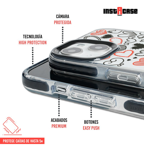 Funda Para iPhone Corazones Personalizada Con Nombre