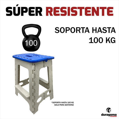 Imagen 3 de 7 de Banquito Plegable Alto Plastico Super Resitente 100kg