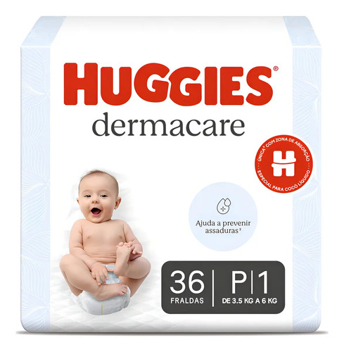 Fralda Huggies Premium Dermacare Tam. P 36un. Pele Sensível Pequeno (p) Sem Gênero