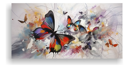 80x40cm Cuadros De Lienzo Con Mariposas Abstractas Estrellad