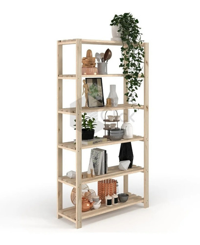Estante Modular 5 Prateleiras Madeira De Pinus Maciça Barata Cor Bege