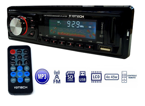 Som Carro Radio Fm Usb Mp3 Player Pen Drive Cartao Sd Aux