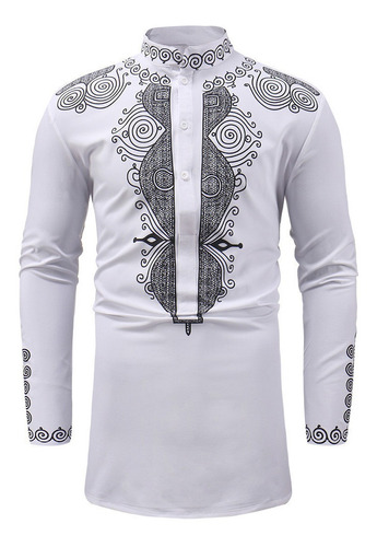 Blusa Masculina Outono Inverno Luxo Estampa Africana Manga C