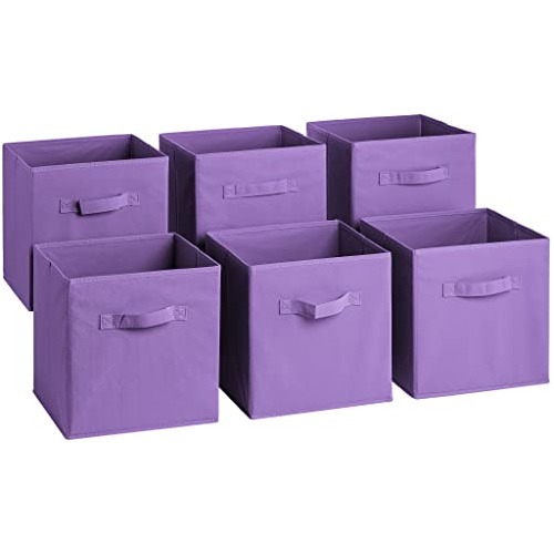 11 Inch Cube Storage Organizer Bins - 6 Pack - Foldable...