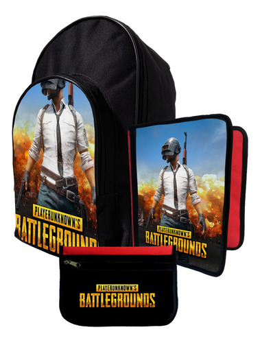 Kit Mochila+ Carpeta+ Cartu De  Battleground Pubg #53