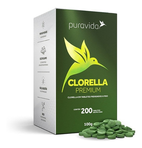 Clorella Premium 500mg 200 Tabletes - Pura Vida
