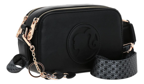 Bolso Crossbody Barbie Gorett Larissa Color Negro Br25061-3 Acabado De Los Herrajes Níquel Diseño De La Tela Liso