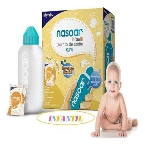 Nasoar Infantil Solução Para Lavagem Nasal C/15 Env + Frasco Cor Branco