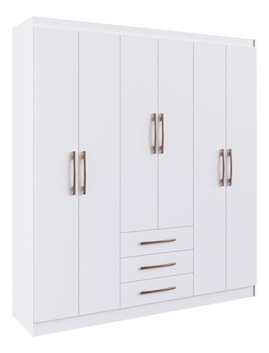 Guarda-roupa 6 Portas 3 Gavetas Oslo Multimóveis Vcr4149 Cor Branco