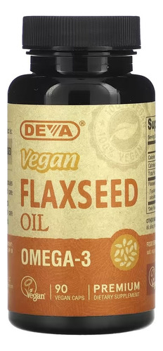 Deva Nutrition Vegan Flax Seed Oil 500mg Linaza 90 Caps Sabor Sin Sabor