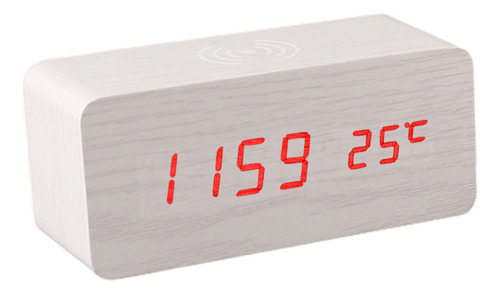 Reloj De Madera Led Digital Creatives Con Carga Inalámbrica