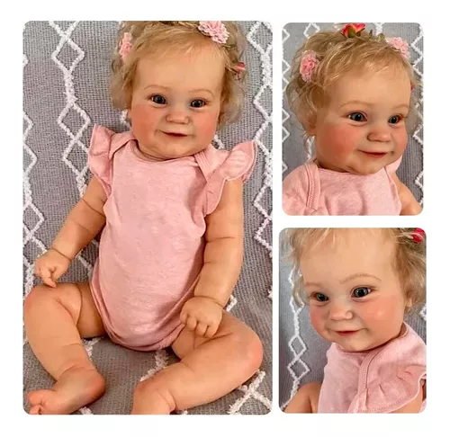 Bebê Boneca Reborn Menina Em Tecido Realista Original 60cm