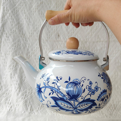 Tetera Esmaltada, Cafetera Vintage De 2,5 L Con Mango,