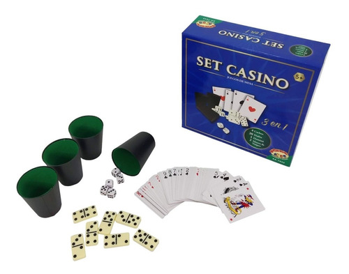 Set Casino 3 En 1 (juego 4 Cachos - Domino -2 Juegos De Naip