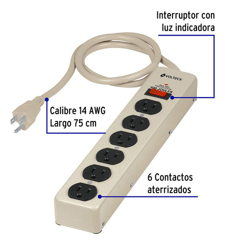 Supresor Picos 6 Entradas 600 J Indicador Met. Voltech 47185