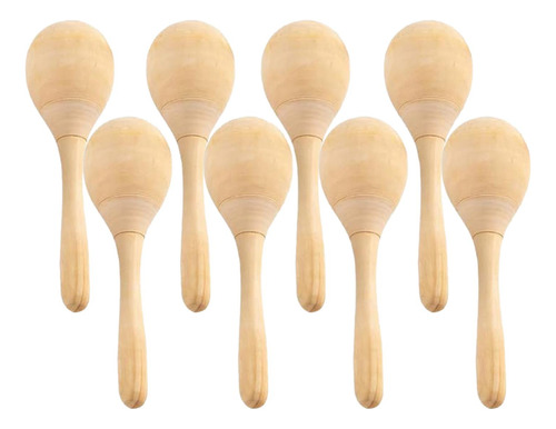 8 Piezas De Maracas De Madera Sin Terminar En Blanco Con M