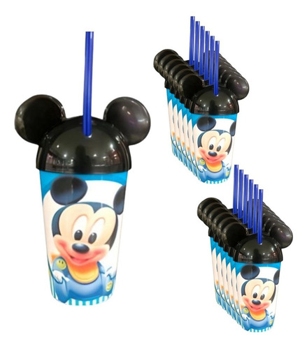 Vaso Pitillo Mickey Bebé Sorpresa X6u Alta Calidad Cumple