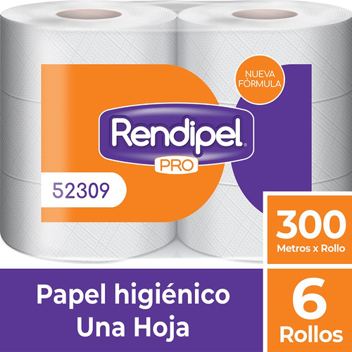 Papel Higiénico Alto Metraje H/s 300 Mt X 6 Rollos Rendipel