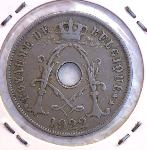 * Bélgica. 25 Centavos. Excelente Año 1922. Km# 68.1