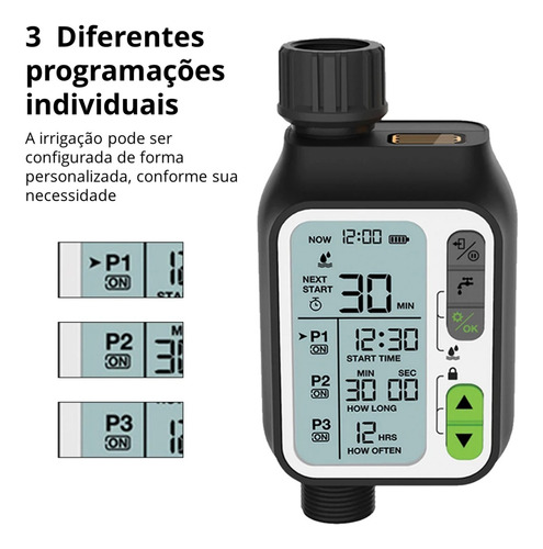 Kit Irrigação Automática Jardins E Gramados Timer E Aspersor