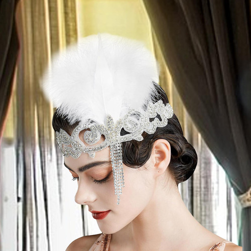 Diadema Estilo Flapper, Tocado De Plumas, Diadema Para