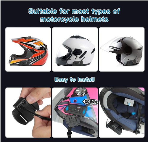 Imagen 5 de 10 de Intercomunicador V6 Pro Ejeas Casco Bt Moto No Scala Cardo