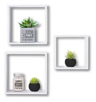 Comprar Set Estante Repisas Flotante Organizador Cubos Madera X3