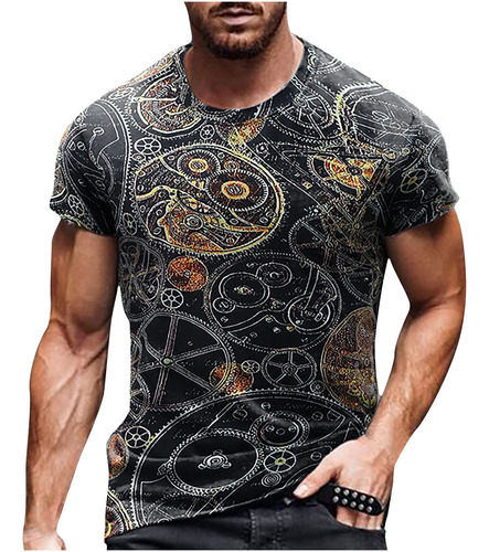 Camiseta Casual Unisex Para Hombre, Con Estampado Gráfico, E