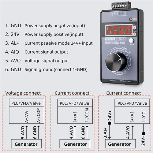 Generador De Señal 0/4-20ma 0-10v, Generador Analógico Con 4
