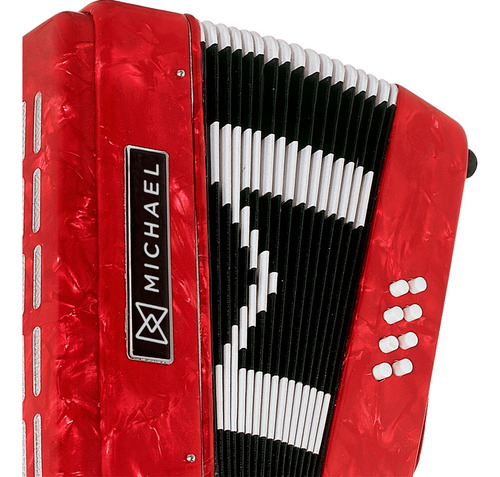 Acordeon Michael Acm0822prd Vermelho Perolado 8 Baixos