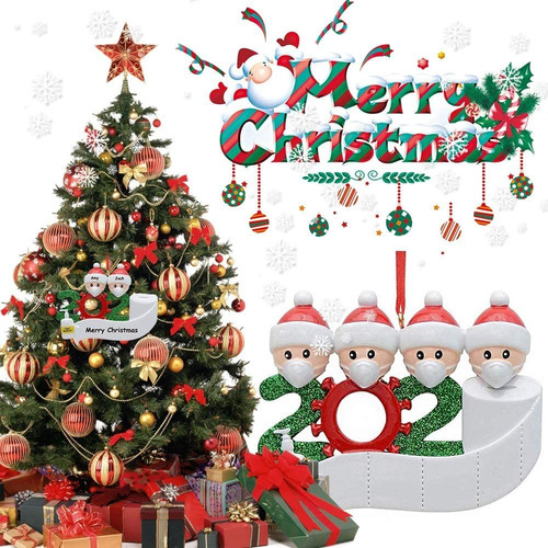 Kit De Adornos Navideños Personalizados Con Mascarilla