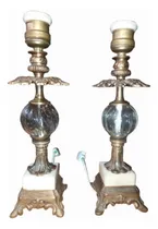 Comprar Antiguas Lámparas Portátiles Bronce Mármol  Y Cristal Leer