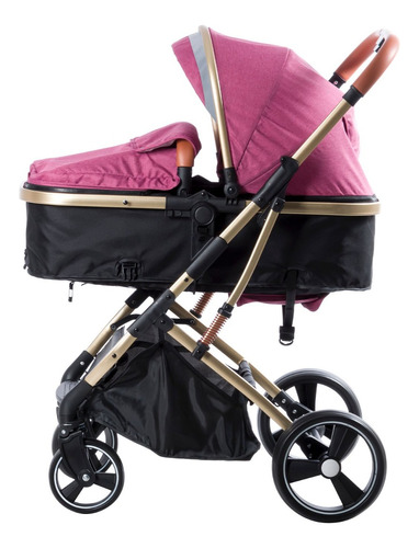 Carrinho de bebê de paseio Ebaby Europeu rosa com chassi de cor dourado